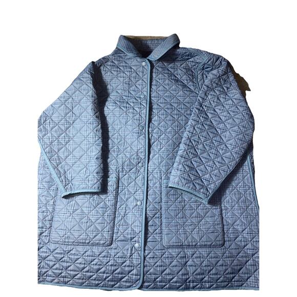 Lands End Jacket Womens Sz 3X Navy/ Blue Plaid Quilted Barn Chore Primaloft - Picture 4 of 9